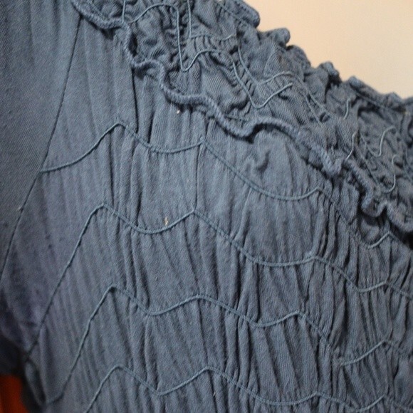 Max Studio Slate Blue Off Shoulder Smocked Midi Dress Large - Picture 10 of 11